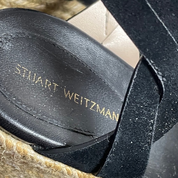 Stuart Weitzman Women’s Wedge Sandals 7.5B Black Suede Espadrille Wedge Summer - Picture 11 of 14